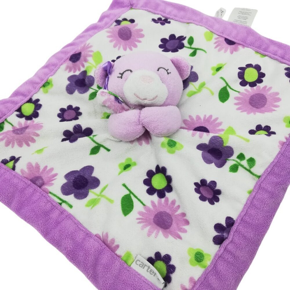Carters Purple Flower Bear Plush Lovey Lovie Security Blanket Lilac Lavender - Picture 3 of 9